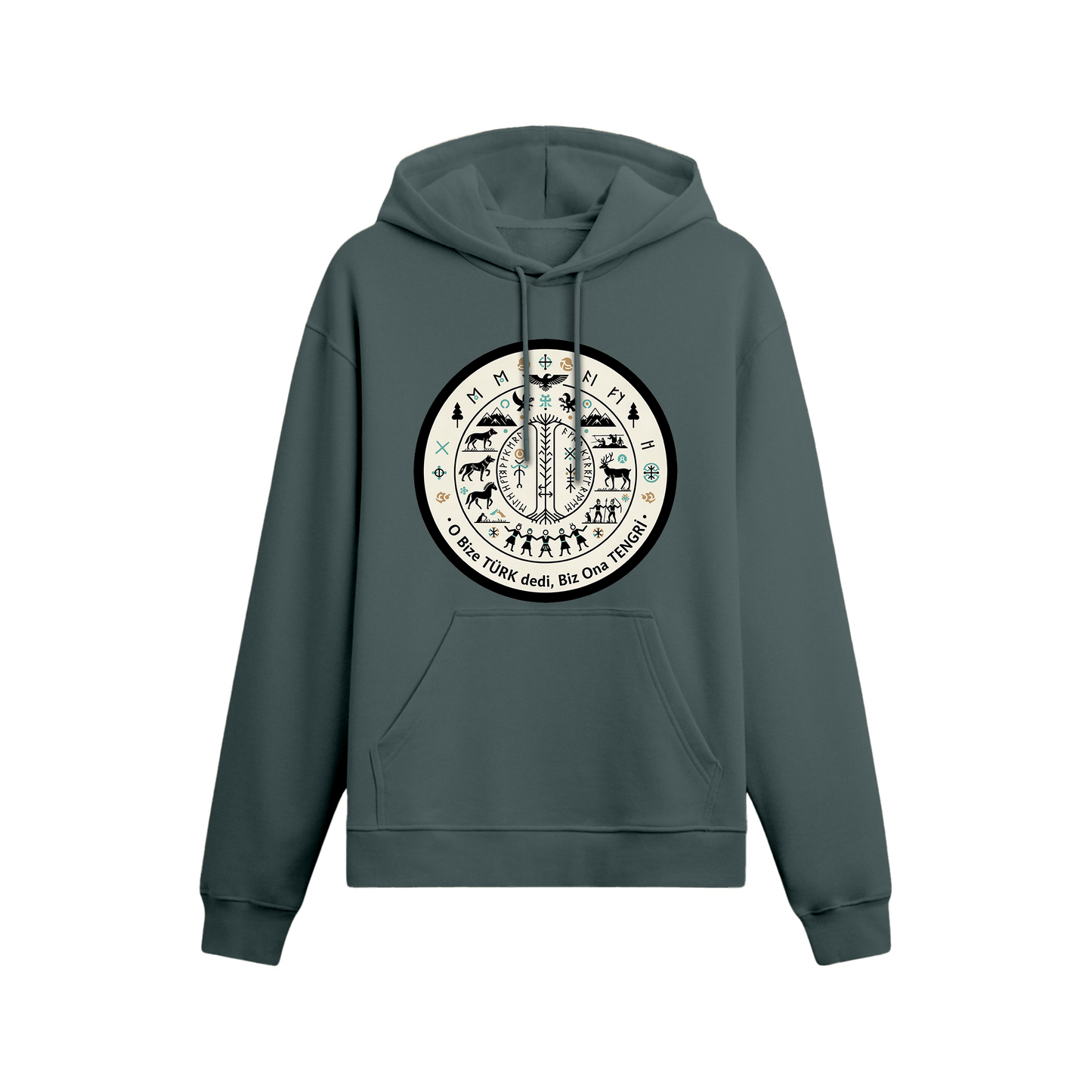 O Bize Türk Dedi, Biz Ona Tengri Oversize Hoodie