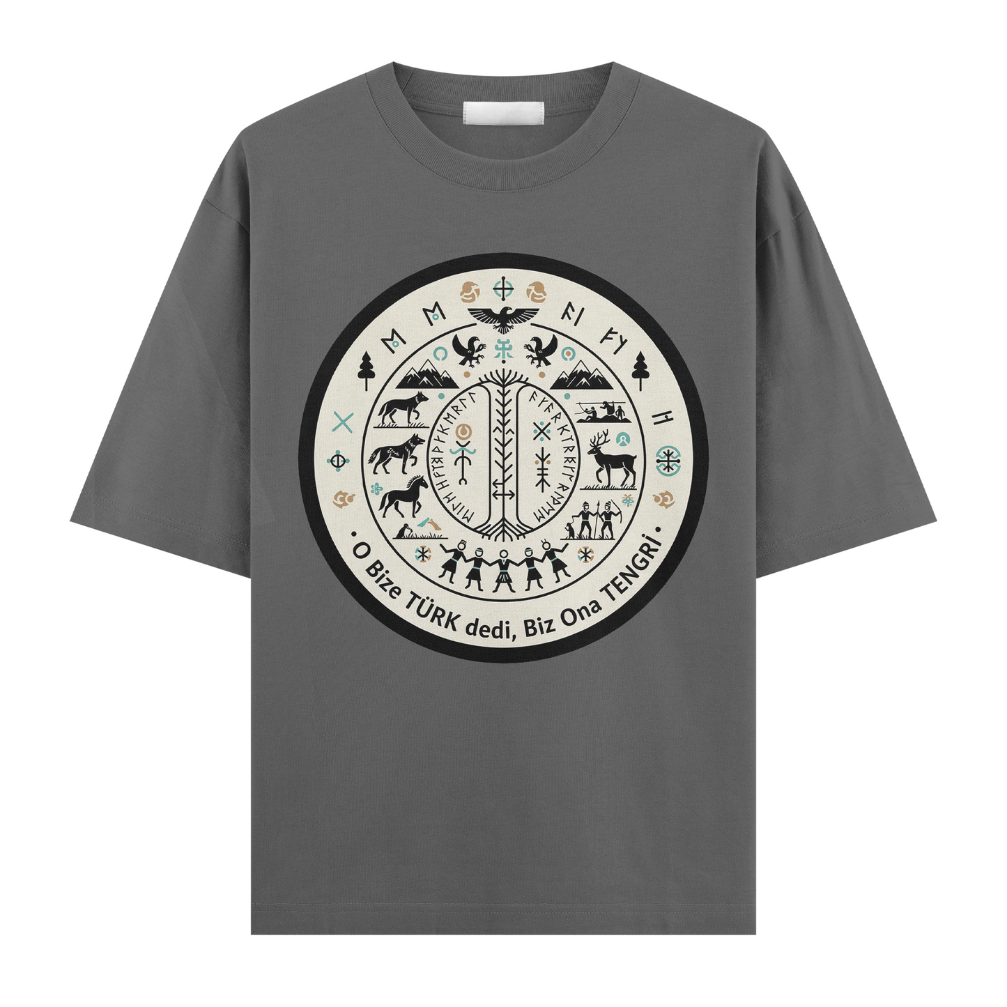 O Bize Türk Dedi, Biz Ona Tengri Oversize T-Shirt