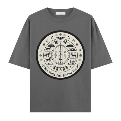O Bize Türk Dedi, Biz Ona Tengri Oversize T-Shirt