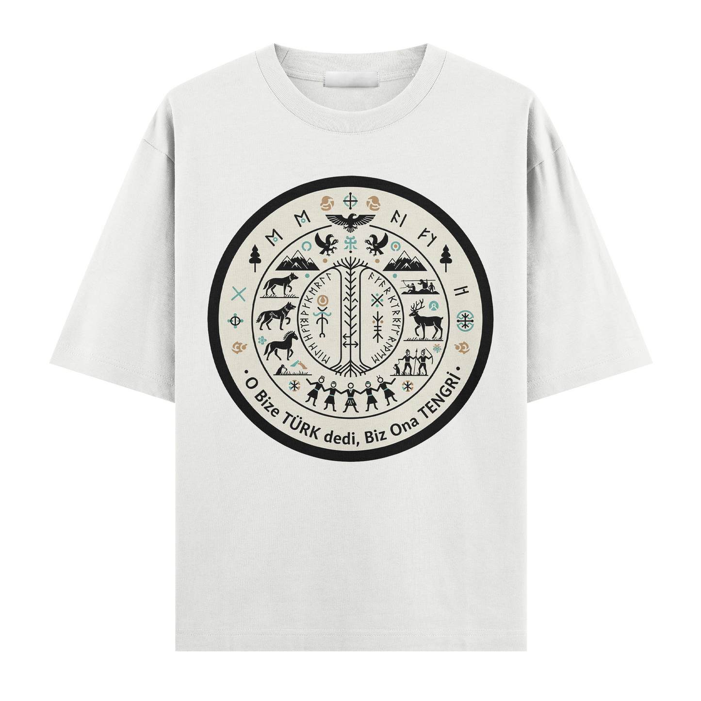 O Bize Türk Dedi, Biz Ona Tengri Oversize T-Shirt
