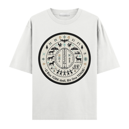 O Bize Türk Dedi, Biz Ona Tengri Oversize T-Shirt