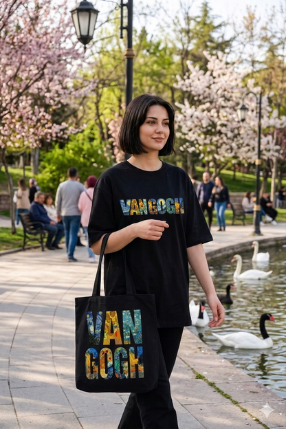 Sanat Serisi: Van Gogh – Yıldızlı Dokunuş Organik Tote Çanta