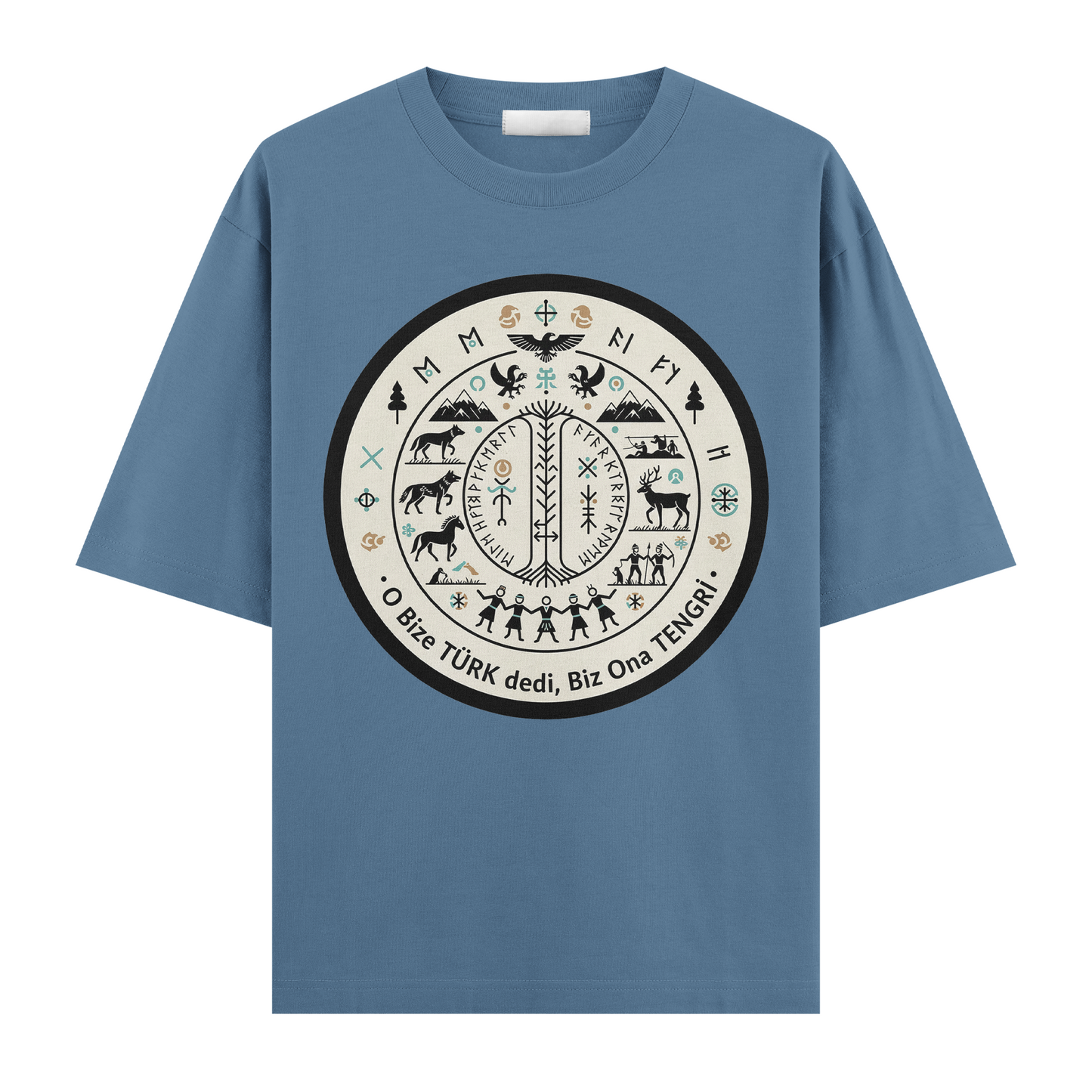 O Bize Türk Dedi, Biz Ona Tengri Oversize T-Shirt