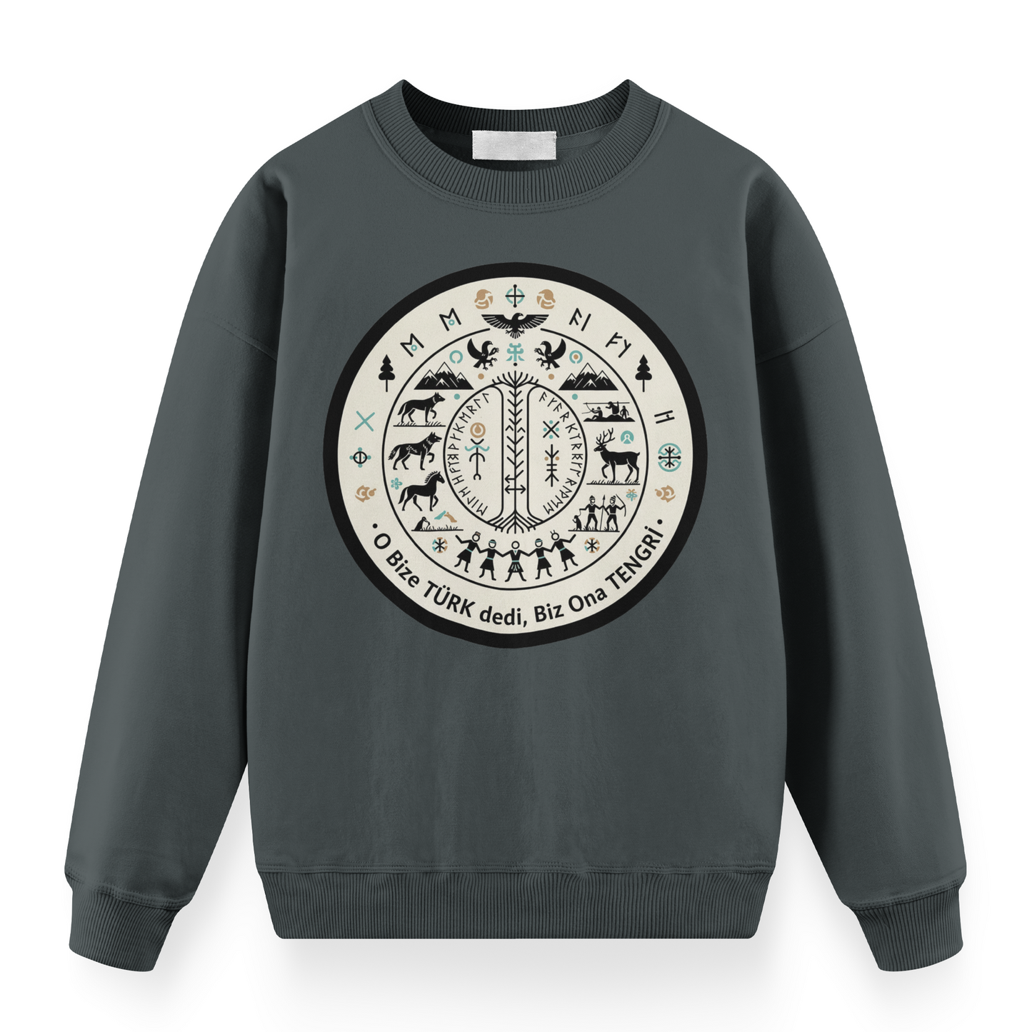 O Bize Türk Dedi, Biz Ona Tengri Oversize Sweatshirt