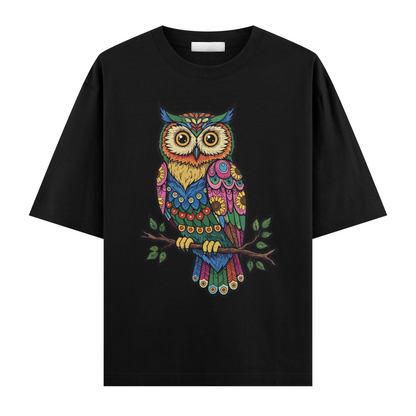 Bohem Baykuş Oversize T-shirt