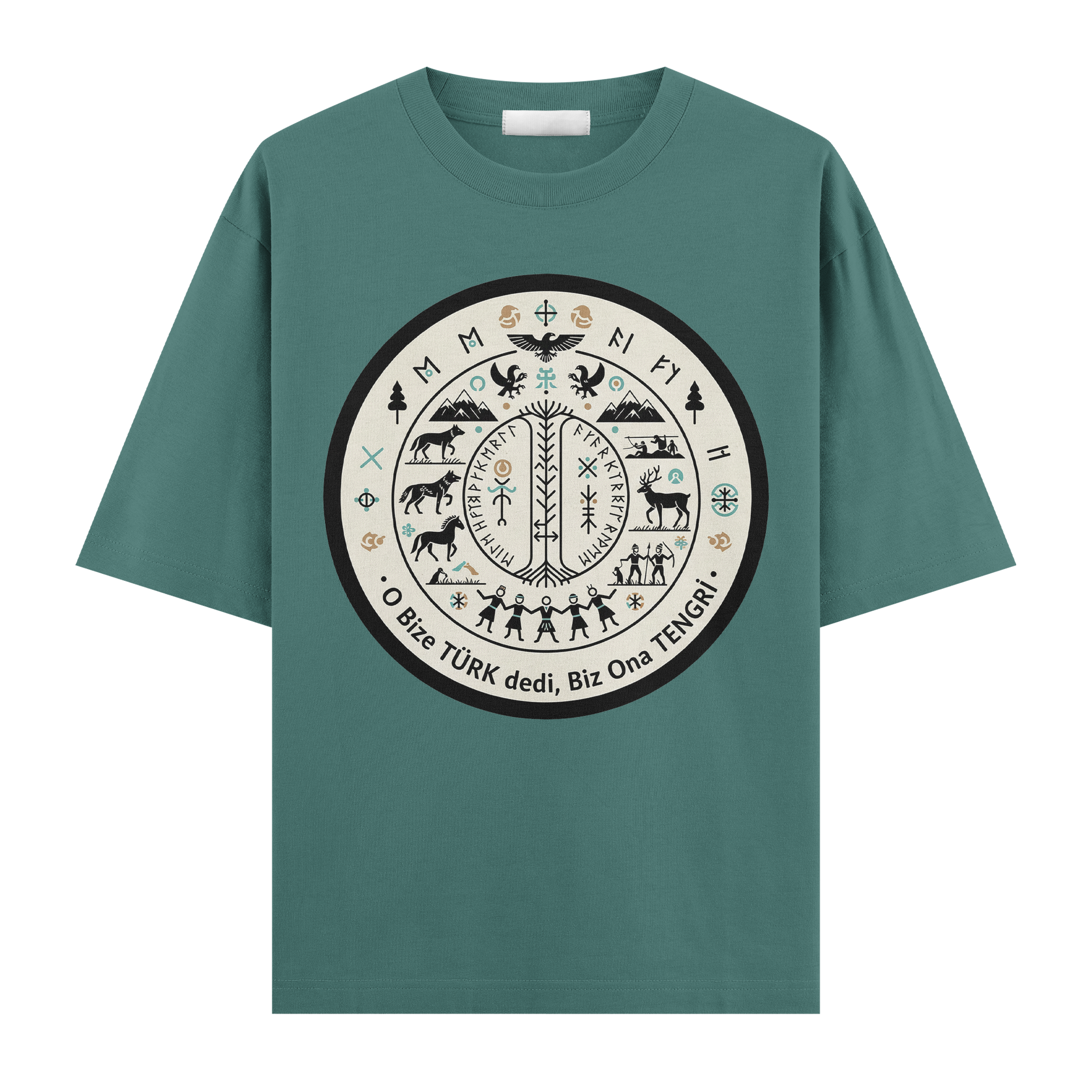 O Bize Türk Dedi, Biz Ona Tengri Oversize T-Shirt