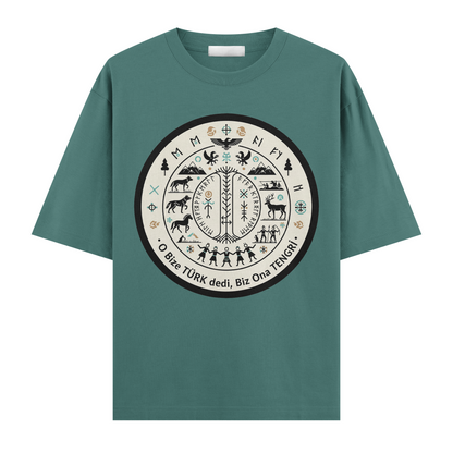 O Bize Türk Dedi, Biz Ona Tengri Oversize T-Shirt