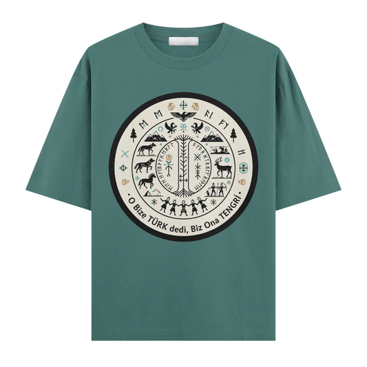 O Bize Türk Dedi, Biz Ona Tengri Oversize T-Shirt